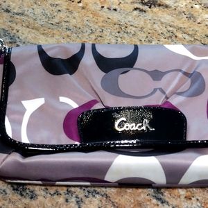 Coach Wristlet Clutch Logo Purple Gray Black